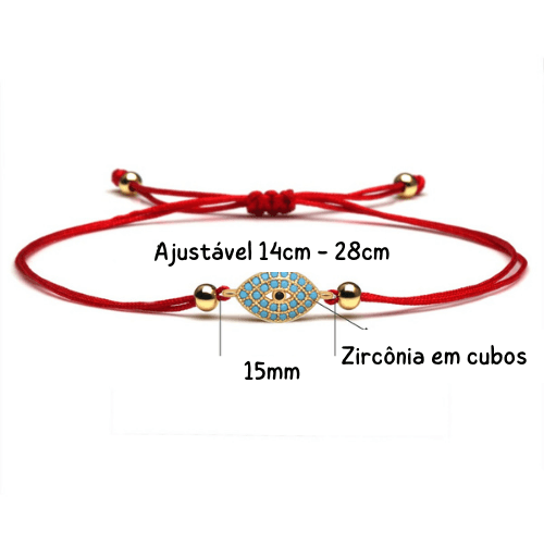 Pulseira Ajustável Corda Trançada com Olho Grego de Zircônia na loja Vida Astral Zen