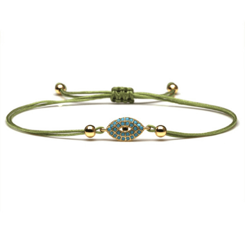 Pulseira Ajustável Corda Trançada com Olho Grego de Zircônia na loja Vida Astral Zen
