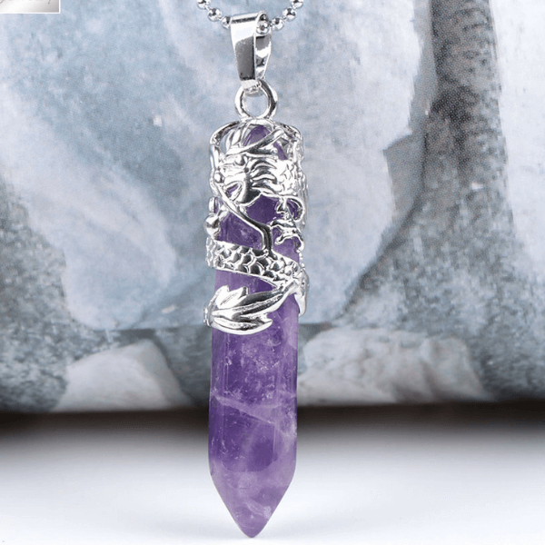 Colar Dragão Cristal design em Ponta de Cristal na loja Vida Astral Zen