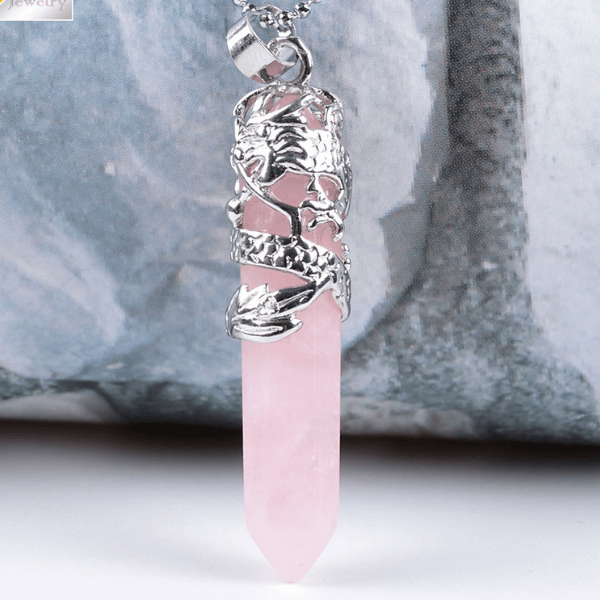 Colar Dragão Cristal design em Ponta de Cristal na loja Vida Astral Zen