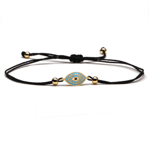 Pulseira Ajustável Corda Trançada com Olho Grego de Zircônia na loja Vida Astral Zen