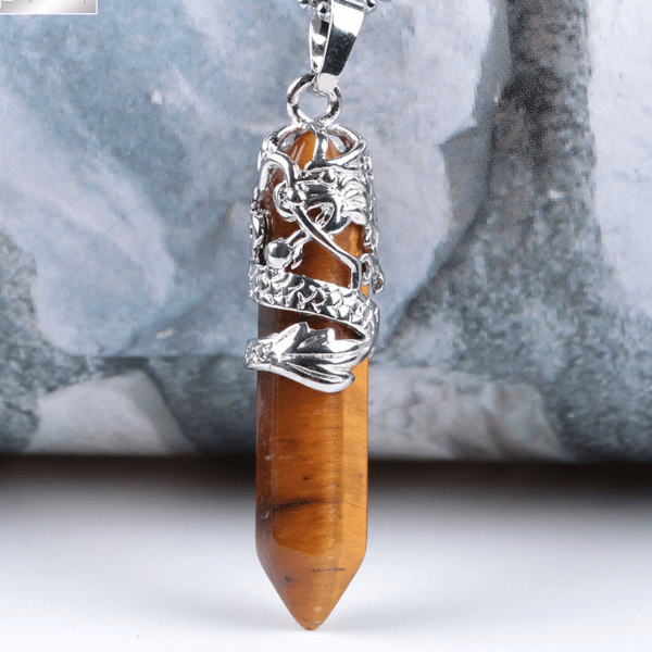 Colar Dragão Cristal design em Ponta de Cristal na loja Vida Astral Zen
