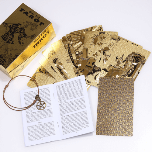 Oraculo-Gold-Black-Flip-Caixa-Manual-Inglês-Taro-Impermeavel-Resistente-Dourado-na-loja-Vida-Astral-Zen